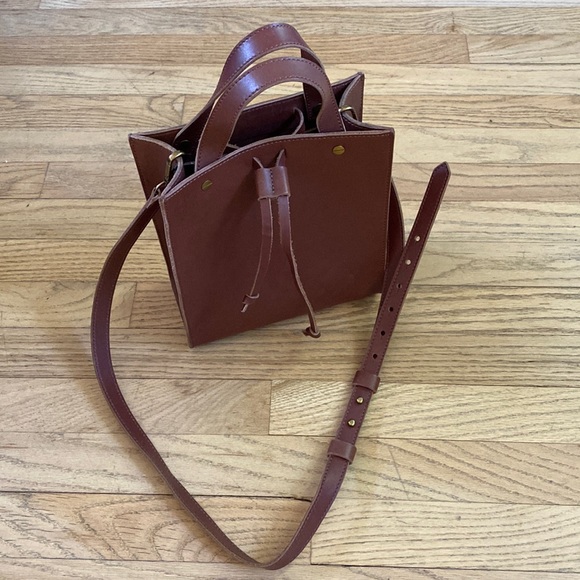 Madewell Handbags - Madewell Small Trick Leather Top Handle Crossbody Bag Brown